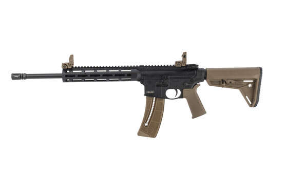 Smith and Wesson M&P 15-22 22lr ar rifle features a polymer magazine